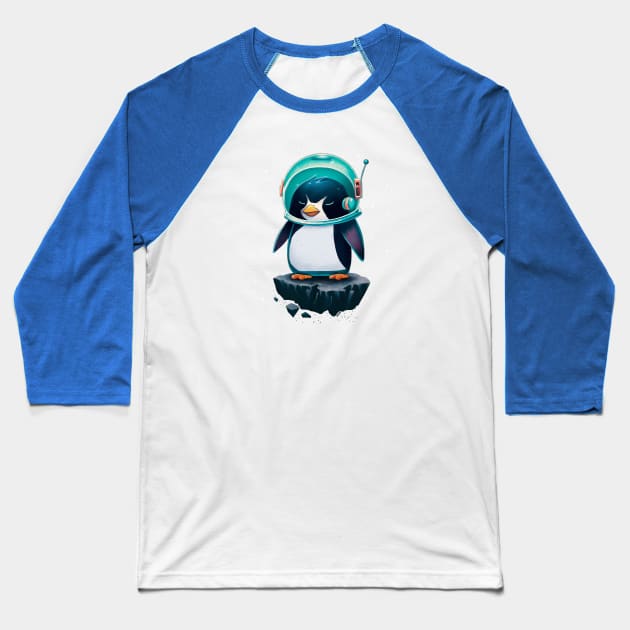 Space Penguin Baseball T-Shirt by Hasgaha